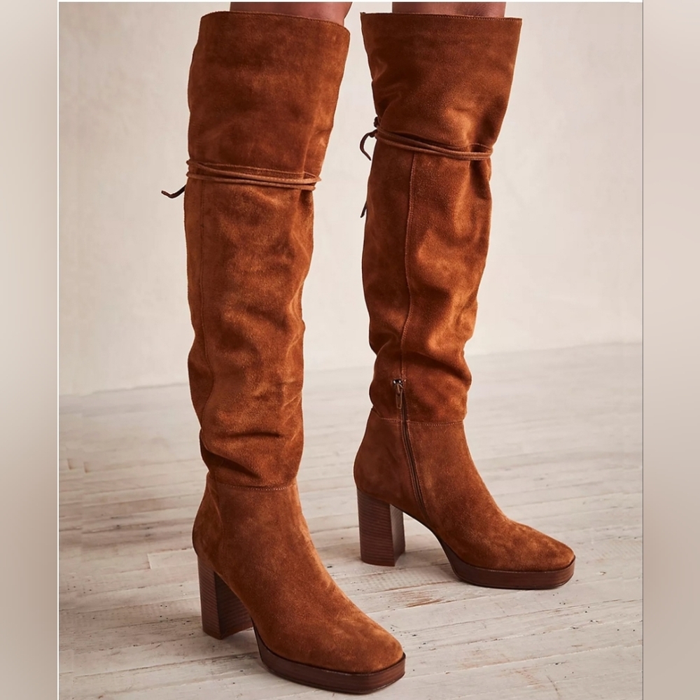 NWB FREE PEOPLE suede echo platform over the knee boot - Picture 2 of 15